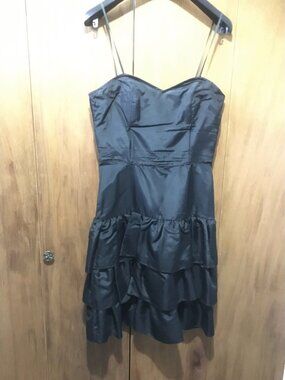 Black Spaghetti-Strap Ruffle Mini Dress